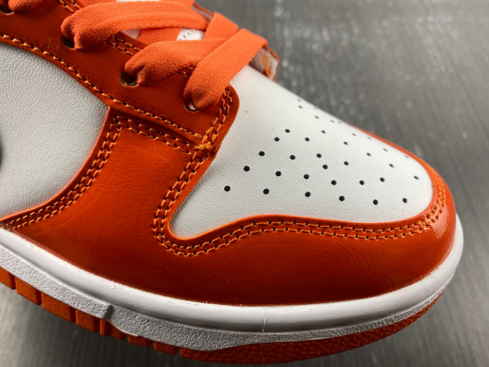 nike dunk low white orange patent black dj9955-800