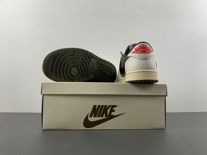 travis scott x air jordan 1 low og medium olive dm7866-200